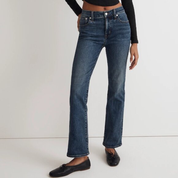 Madewell Kick Out Crop Jeans sz 29 Arlen Indigo Wash Denim Flare Leg Stretch - Picture 1 of 10